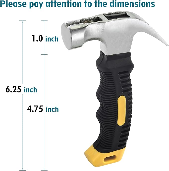 ALLWIN Small Claw Hammer - Mini Hammer for Women&Kids, Camping Hammer, Stubby Tack Hammer, Nail Hammer with Magnetic