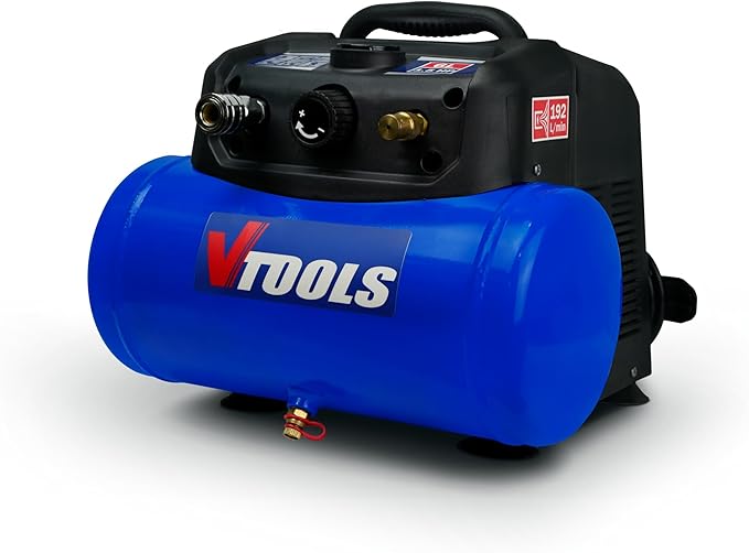 VTOOLS 6 Liter Portable Air Compressor With 1.5 Hp Motor,8 Bar, Vt1301