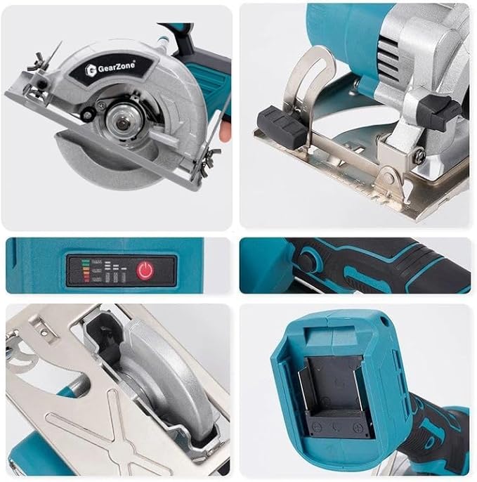 GearZone Cordless Circular Saw, 1200W 6500RPM with 2 Batteries and 2 Saw Blades, Manul Guide, Max Cutting Depth 32mm