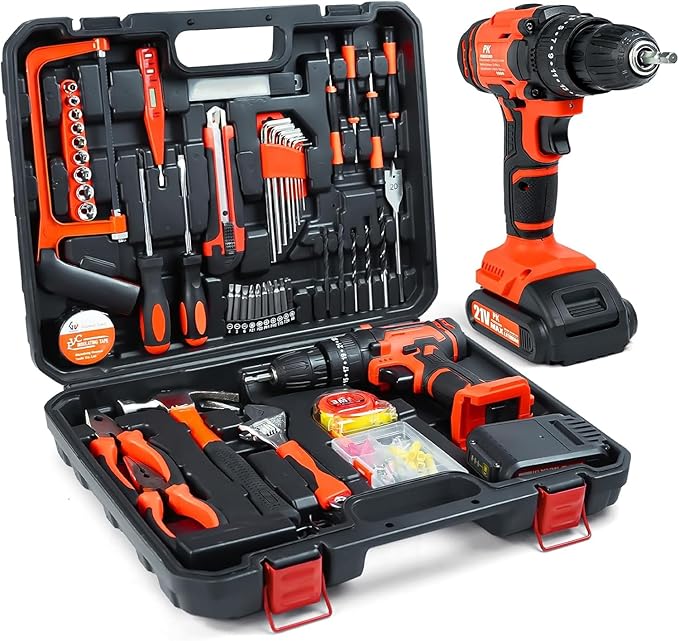 Professional Tool Set with Cordless Drill