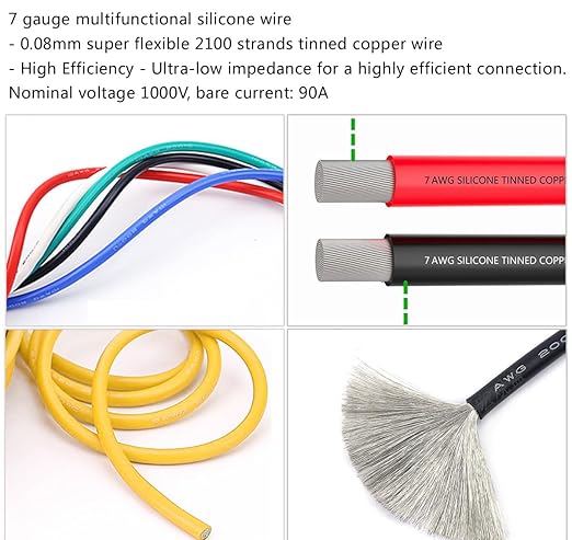 FENVY 6AWG Silicone Electrical Wire Flexible Cable Kit High and Low Temperature Resistant 3200 Strands 0.08mm Tinned Copper Wire for DIY, Home Appliances, RC Aircraft Car Battery etc.