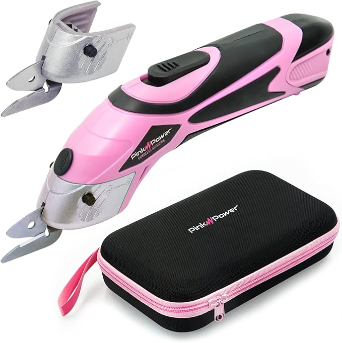 Pink Power Electric Fabric Scissors Box Cutter