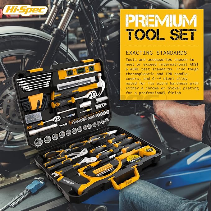 Hi-Spec 122 Piece Auto Mechanics Tool Kit Set - Perfect for Car and Bike Repair & Maintenance